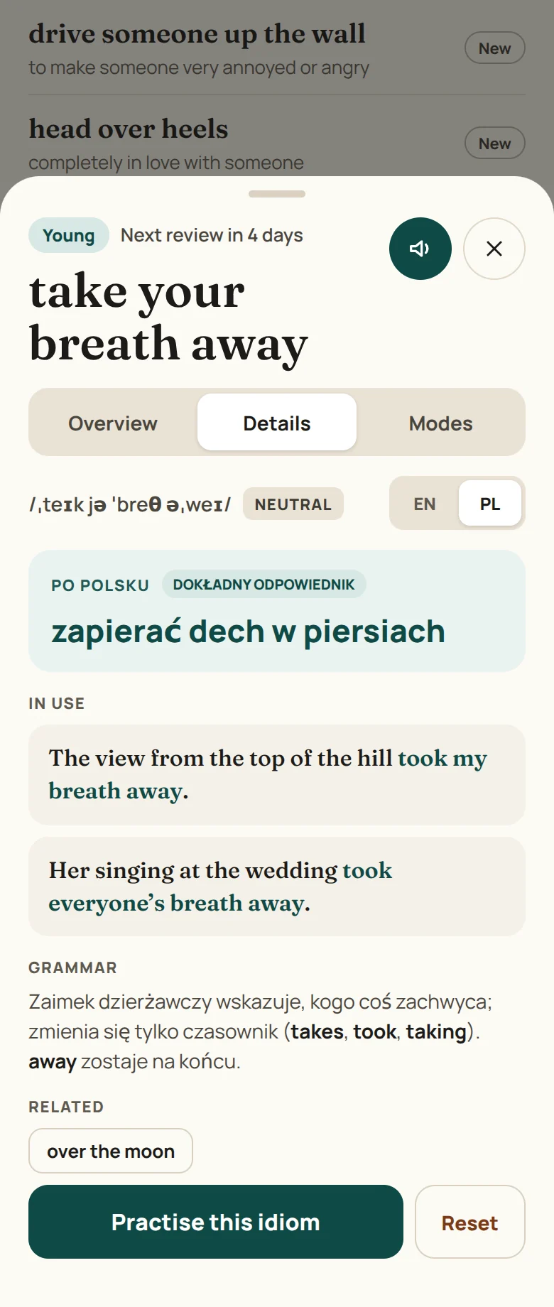 English Idioms: karta idiomu z polskim odpowiednikiem